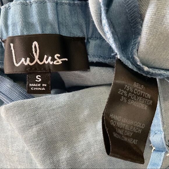 Lulus Blue Chambray Sleeveless Mini Dress Small - Picture 5 of 6